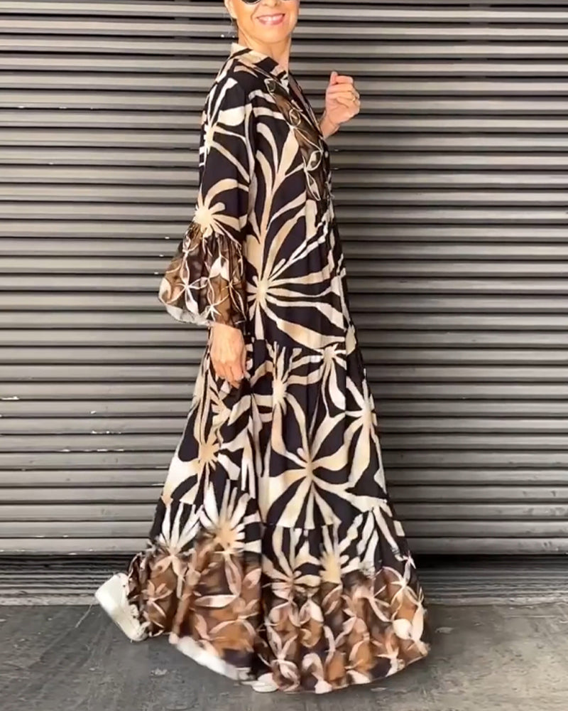 Casual, flowy vacation dress with a colorful print.