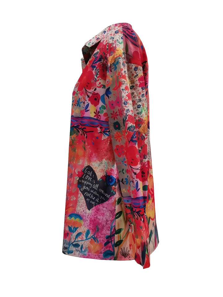 Blossom | Floral Collared Long Sleeve Loose Shirt