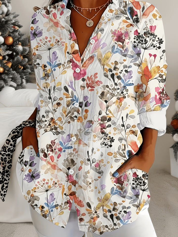Celeste | Classic Collar Printed Long Sleeve Blouse