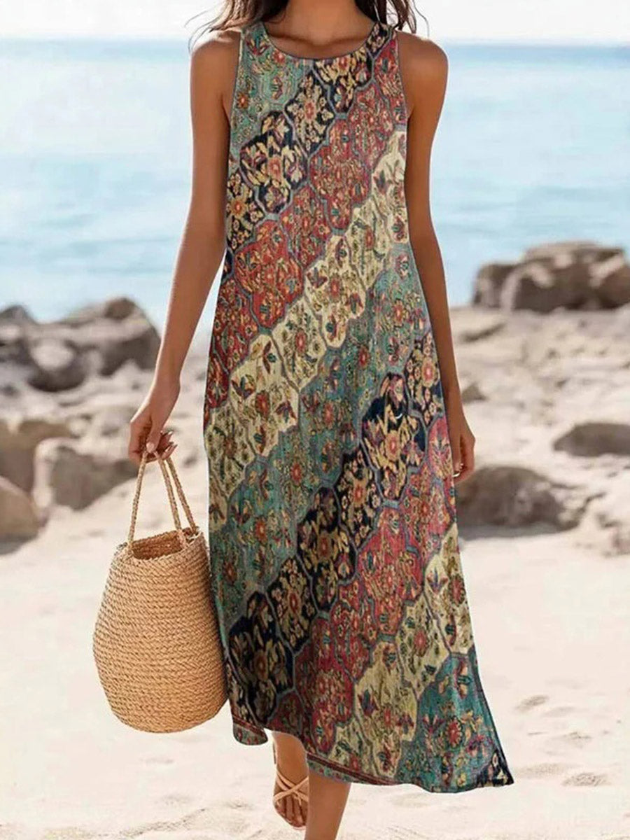 Zola | Vintage Ethnic Print Sleeveless Dress