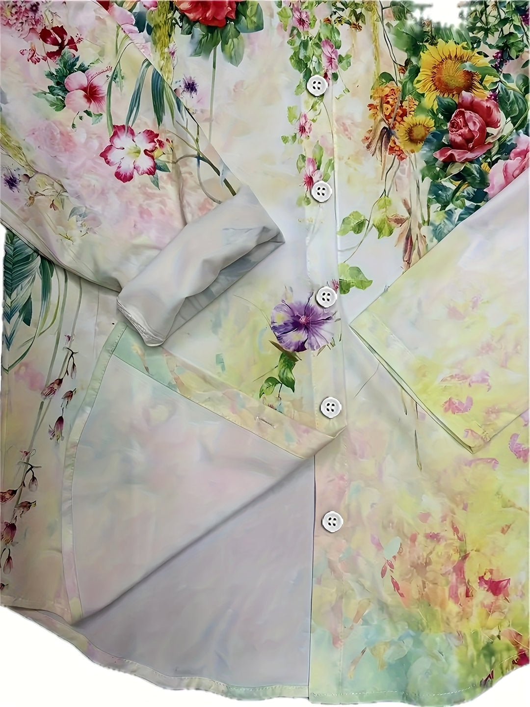 Ivory | Floral V-Neck Long Sleeve Blouse