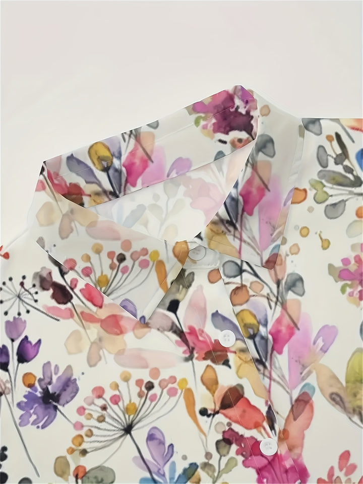 Blanche | Floral Long Sleeve Shirt in White
