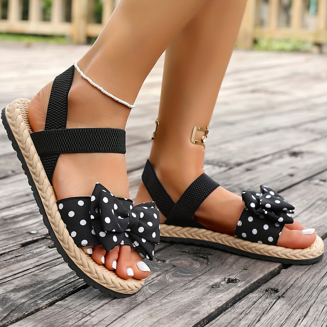 BELLA – Elastic Bow Polka Dot Sandals