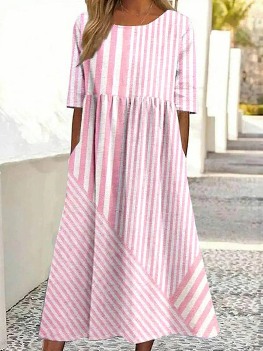 Rosie | Striped Half Sleeve Casual Dress