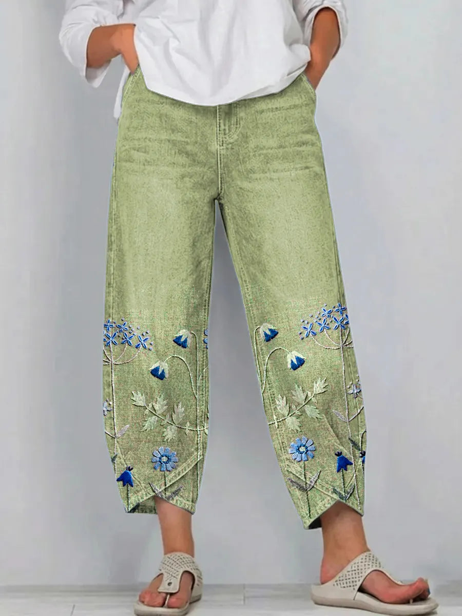 Aven | Linen Embroidered Pants