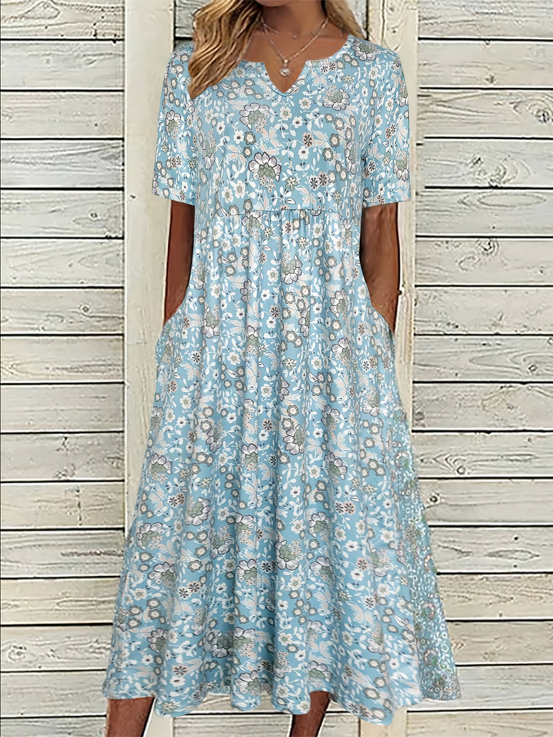 Sage™ - Ditsy Floral V-Neck Dress