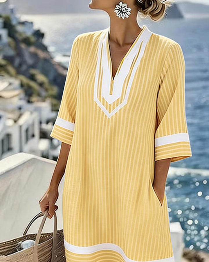 Klara™ | Lightweight striped dress with a V-neck