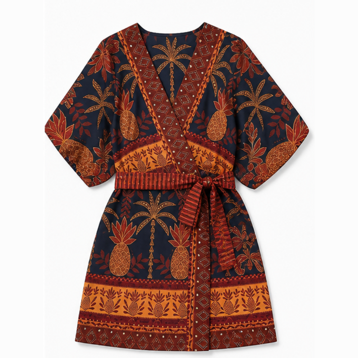 Shellini™ – Coastal Shell Print Wrap Romper