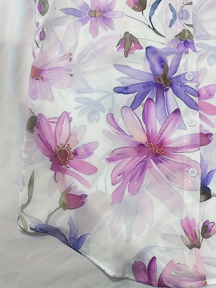 Daisy | Printed Patchwork Short Sleeve Spring Shirt