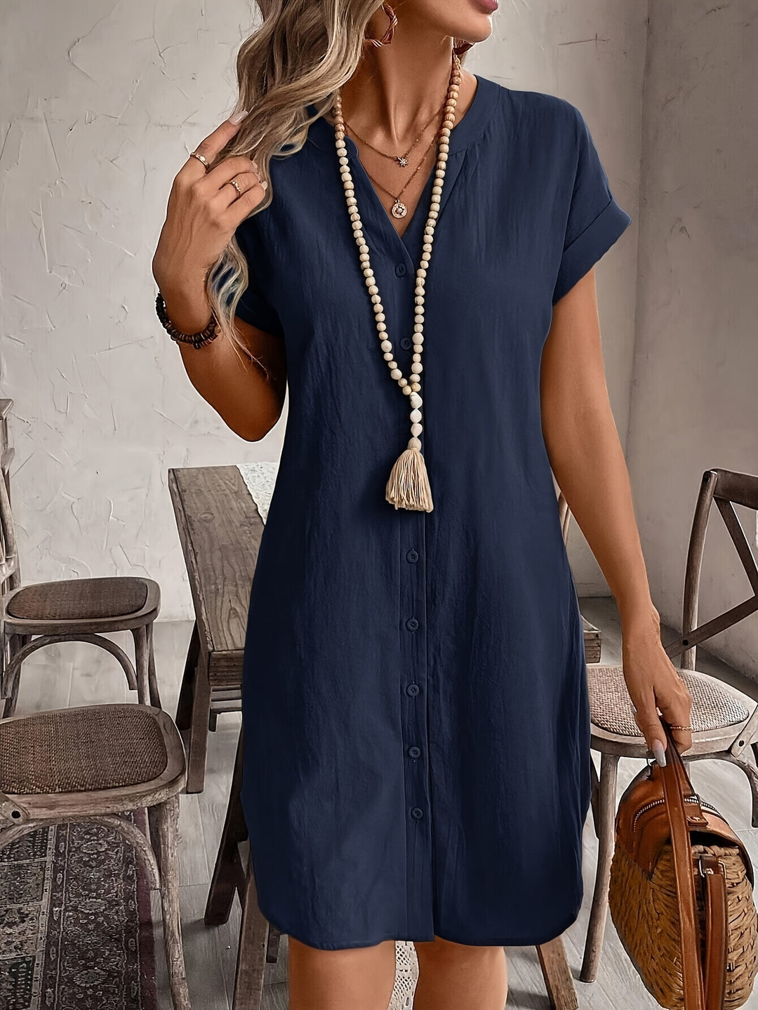Chloe™ |V-Neck Button Dress