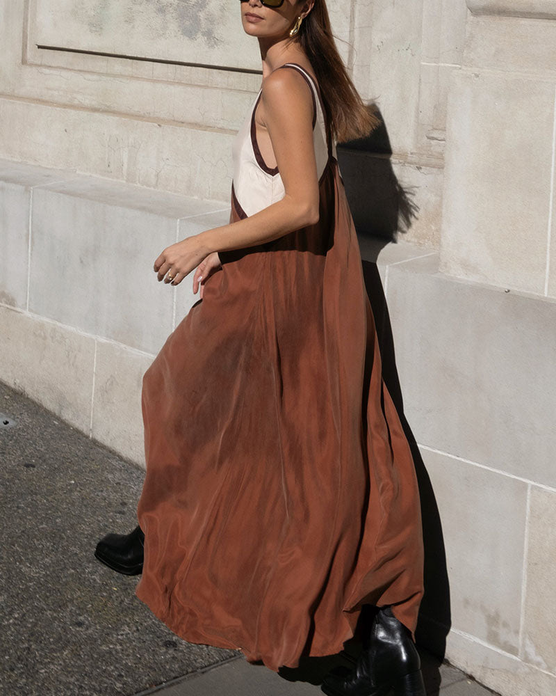 Valeria | V-Neck Colorblock Wedding Guest Dress