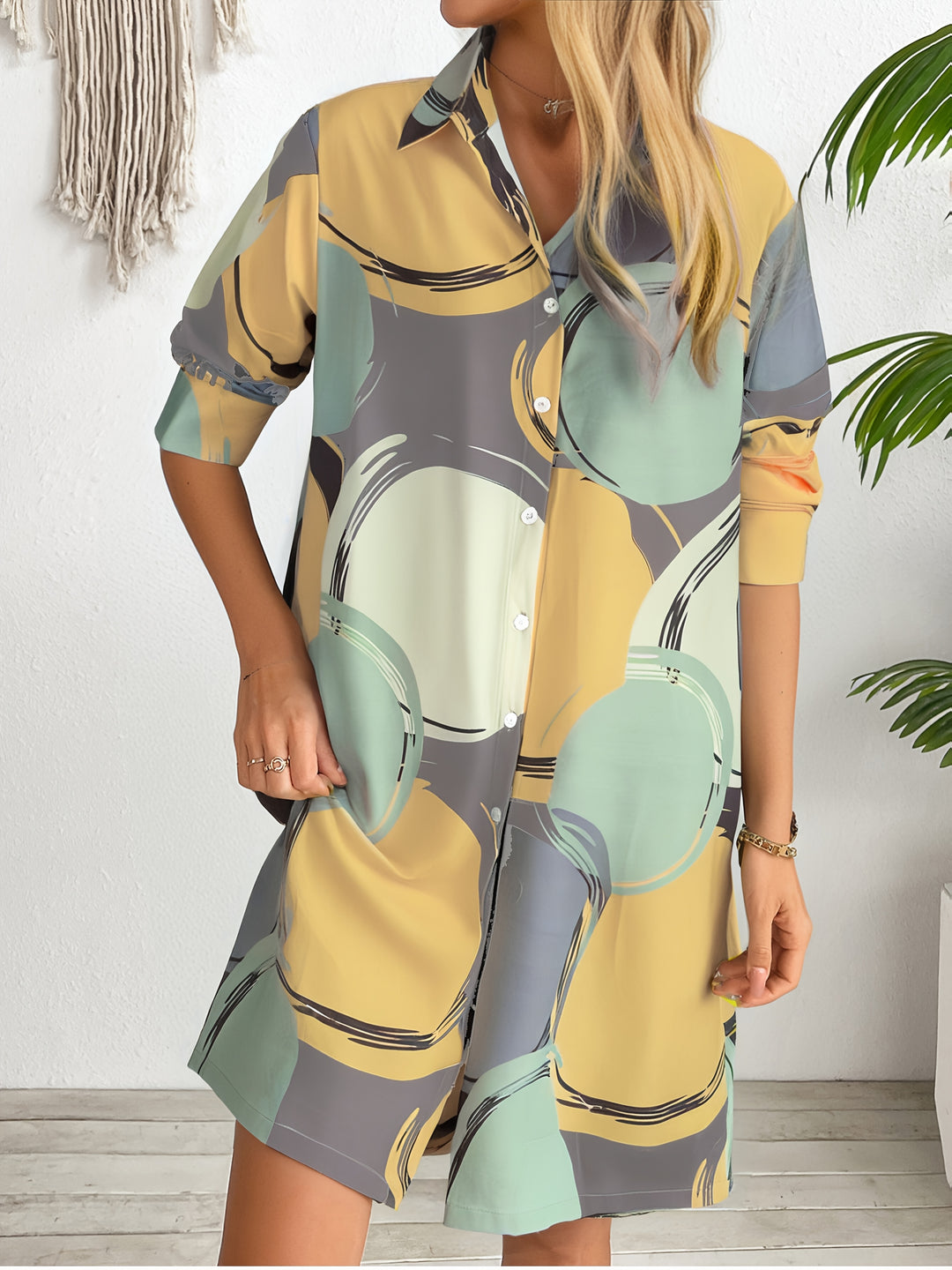 Marvella™ - Modern Print Shirt Dress
