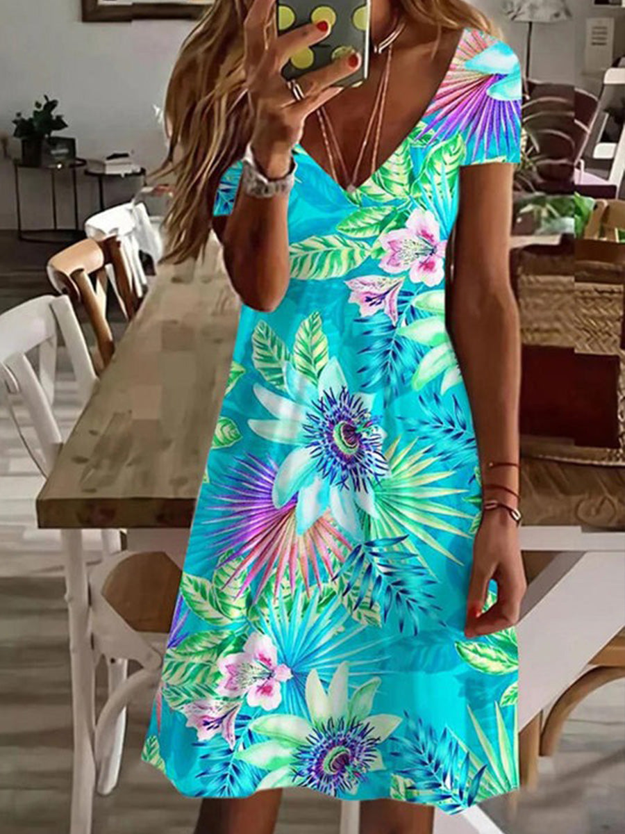 Vintage Floral Print Dress