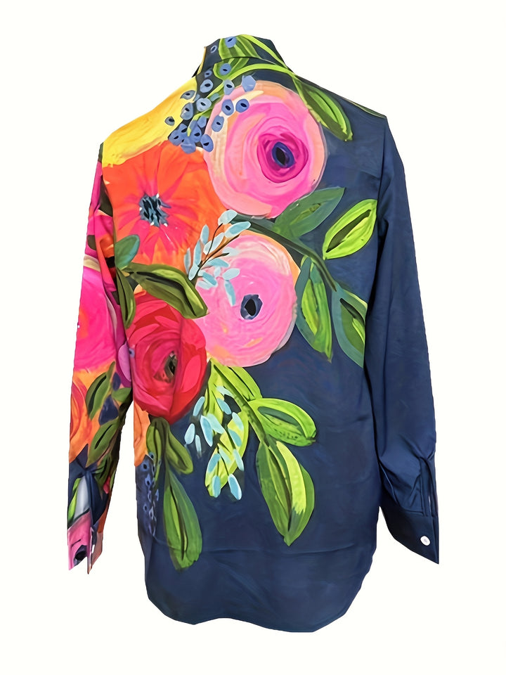 Poppy | All-Over Print Button-Up Long Sleeve Blouse