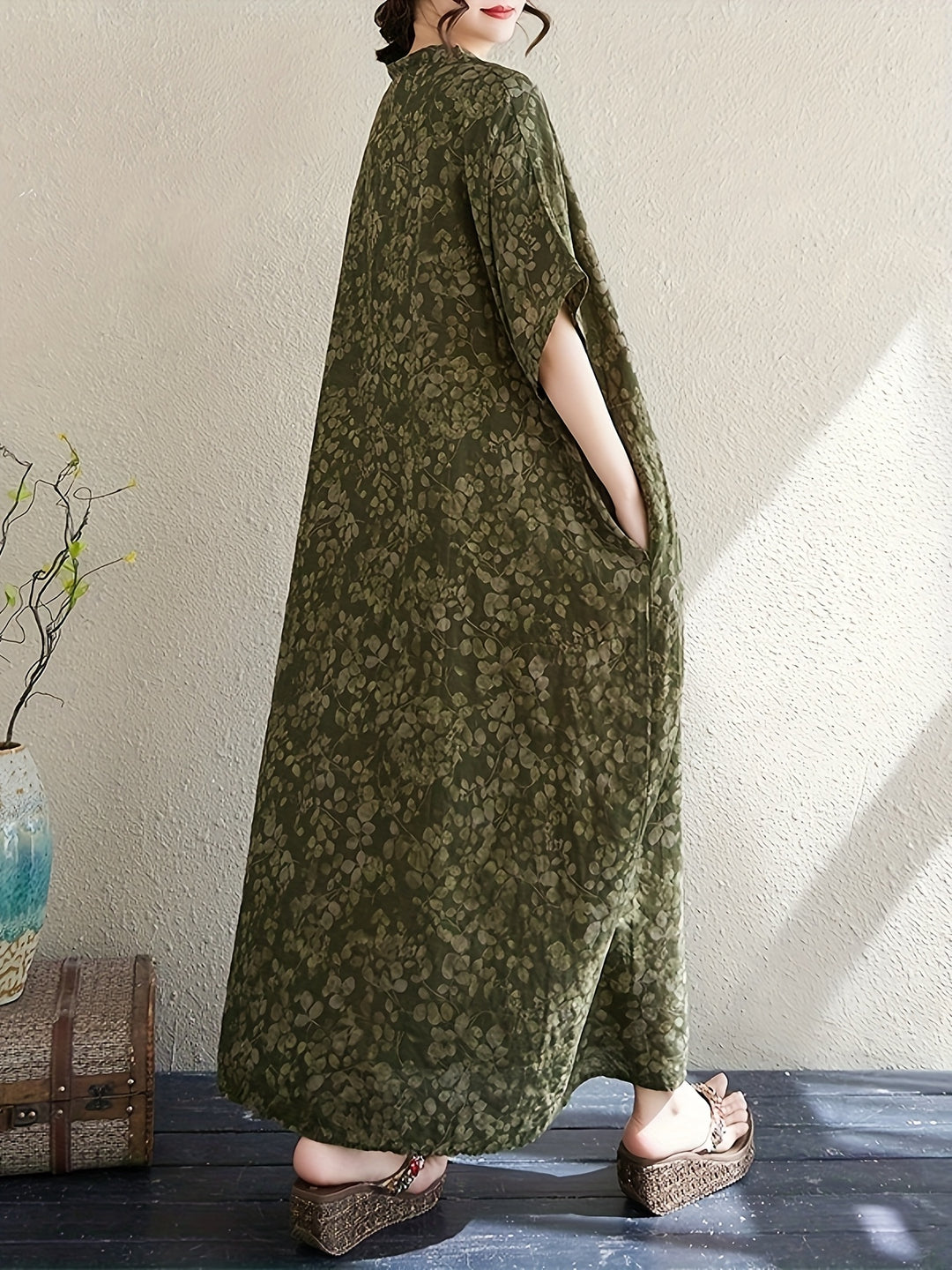 Verlina™ - Literary V-Neck Maxi Dress
