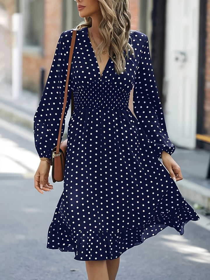 GABRIELLE™ - Elegant Polka Dot Flowing Midi Dress