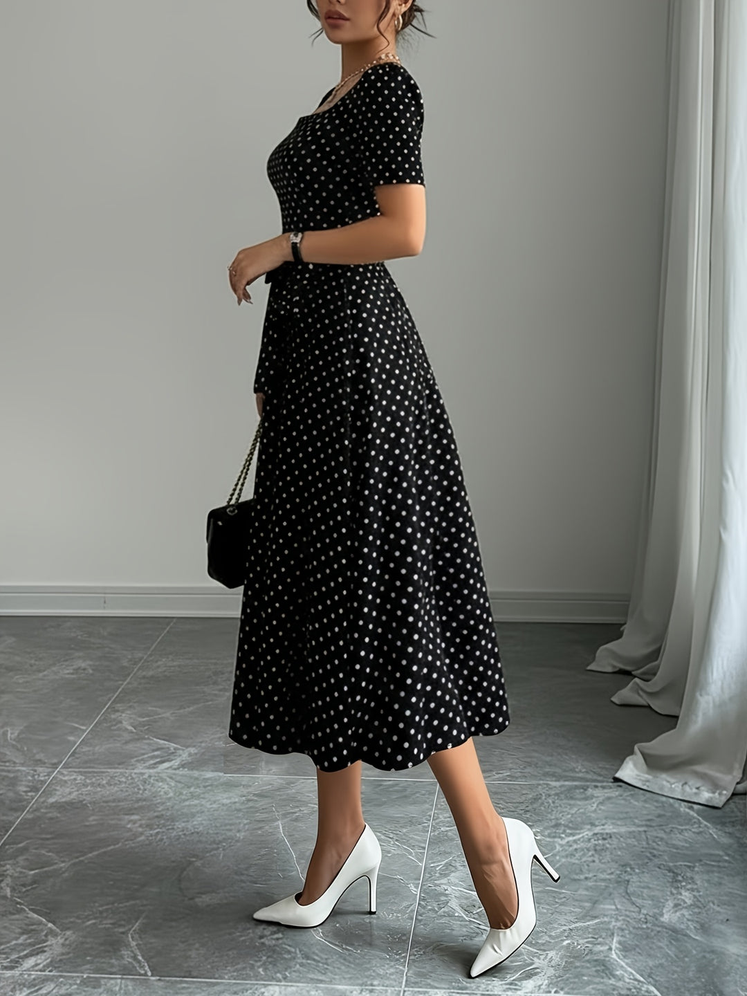 CHARLOTTE™ - Elegant Polka Dot Midi Dress