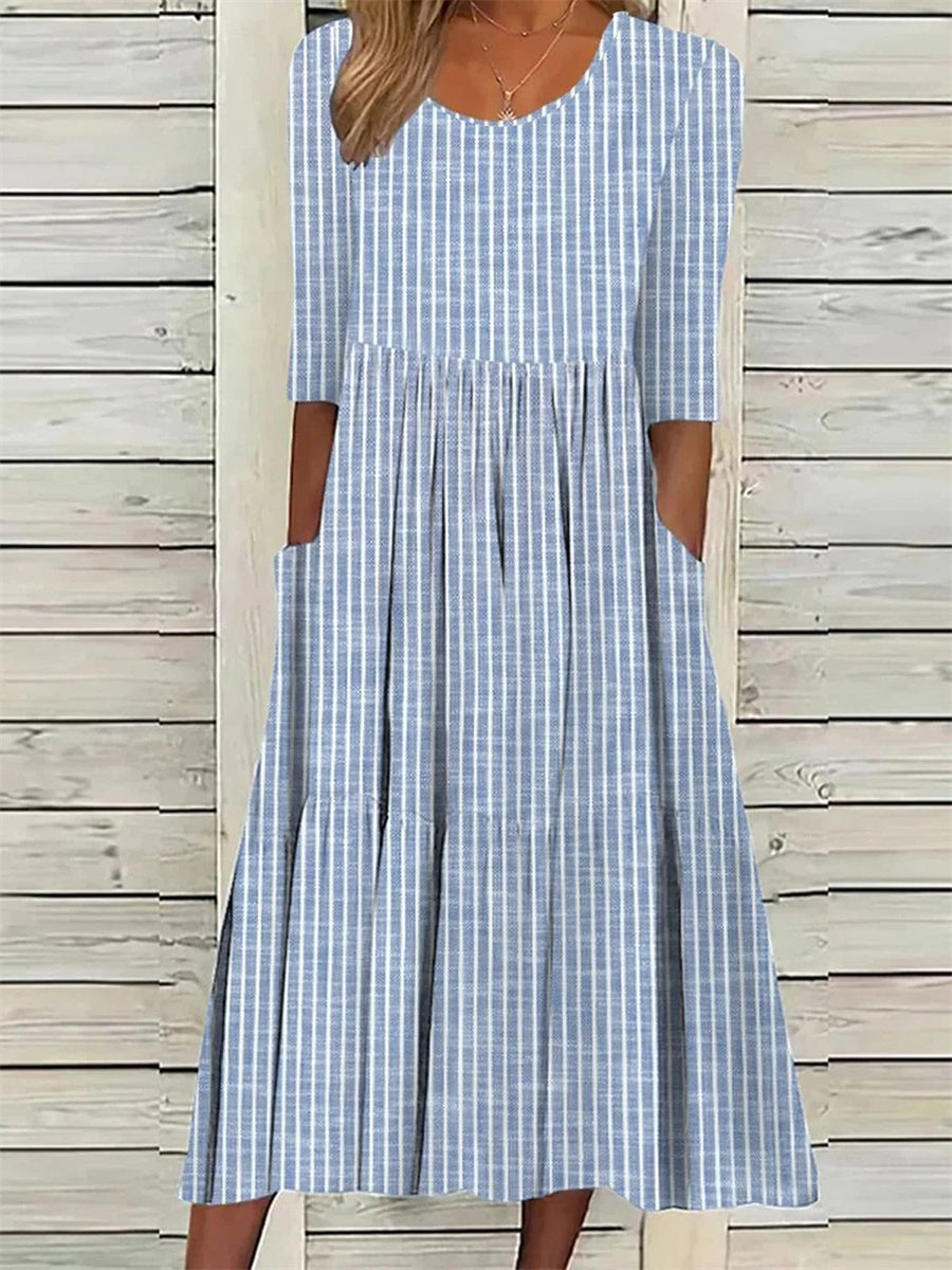 Bree | Striped Loose Midi Dress with Pockets