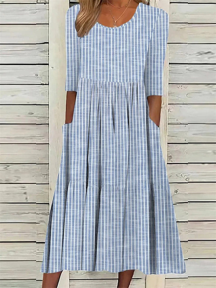 Bree | Striped Loose Midi Dress with Pockets