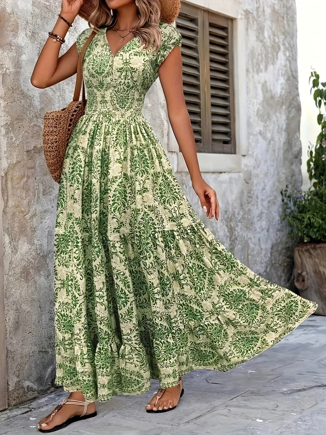 Seraphina – Boho V-Neck Maxi Dress