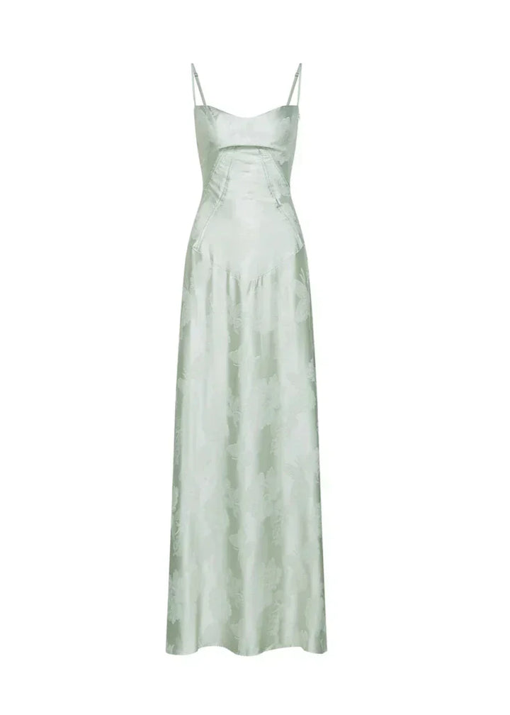 Elena | Satin Strap Maxi Wedding Guest Dress