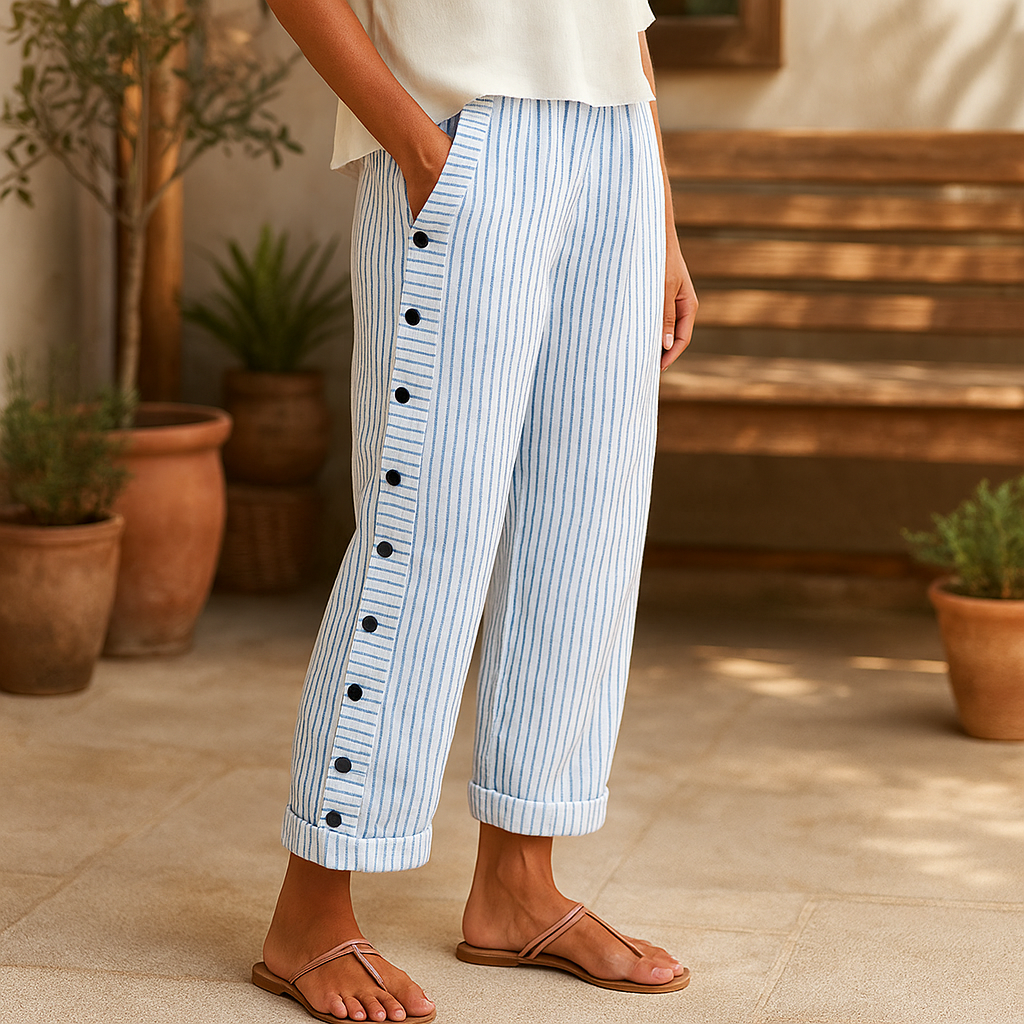 Dagny | Linen Striped Pants