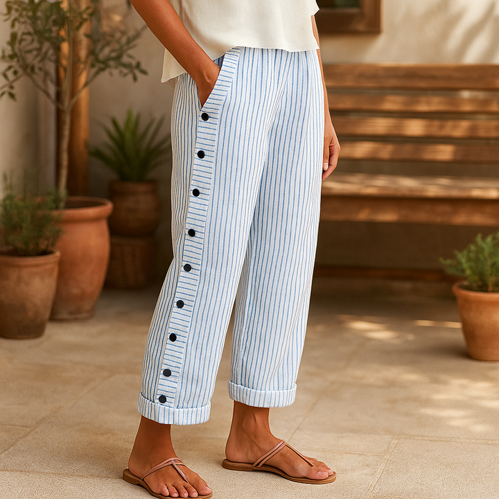 Dagny | Linen Striped Pants