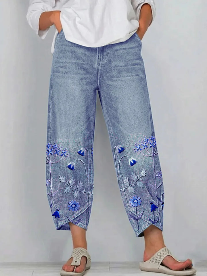 Aven | Linen Embroidered Pants