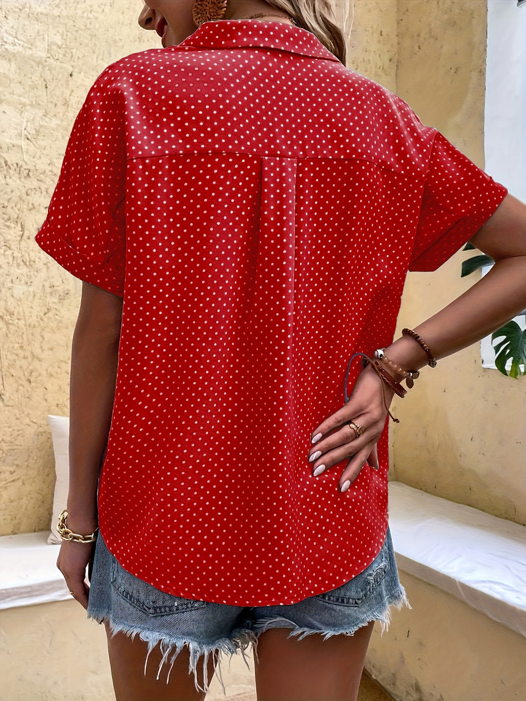 CLAIRE™ - Classic Polka Dot Button Blouse