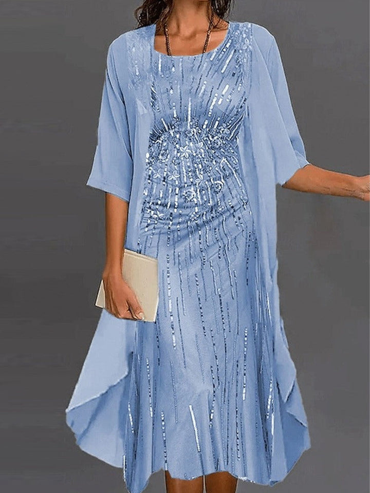 Celina | Floral Crew Neck Half Sleeve Loose Two-Piece Dress