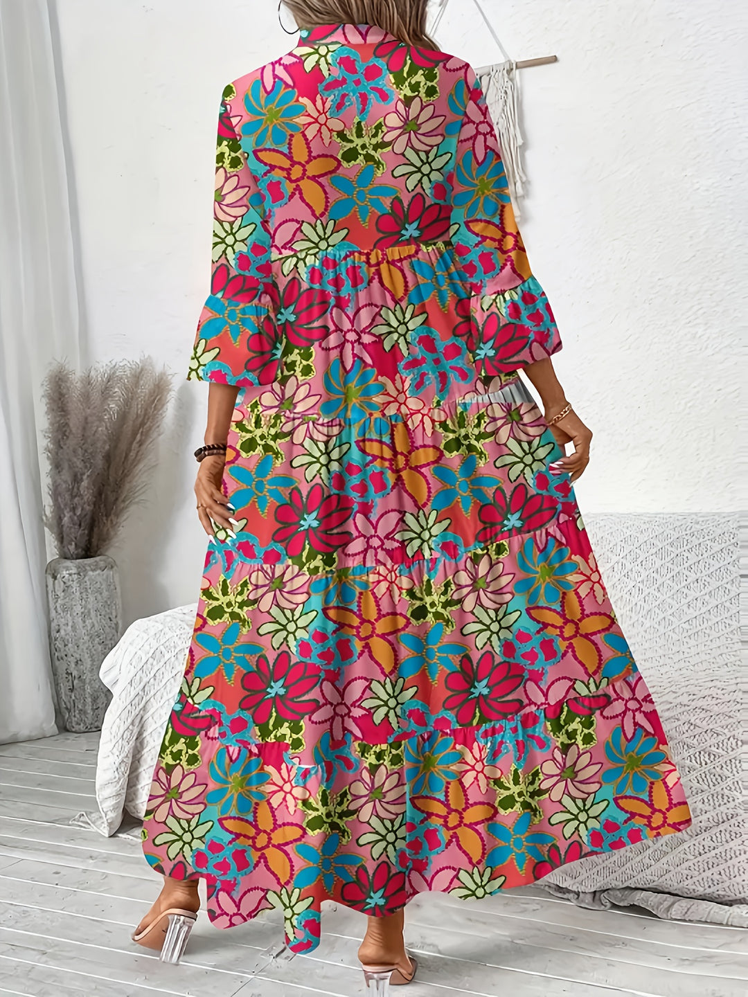 Ines™ - Floral Frill Pleated Dress