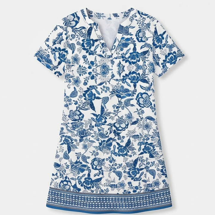 Veluna™ – V-Neck Floral Dress with Pockets