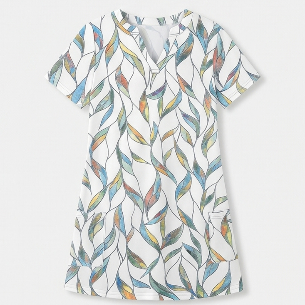 Veluna™ – V-Neck Floral Dress with Pockets