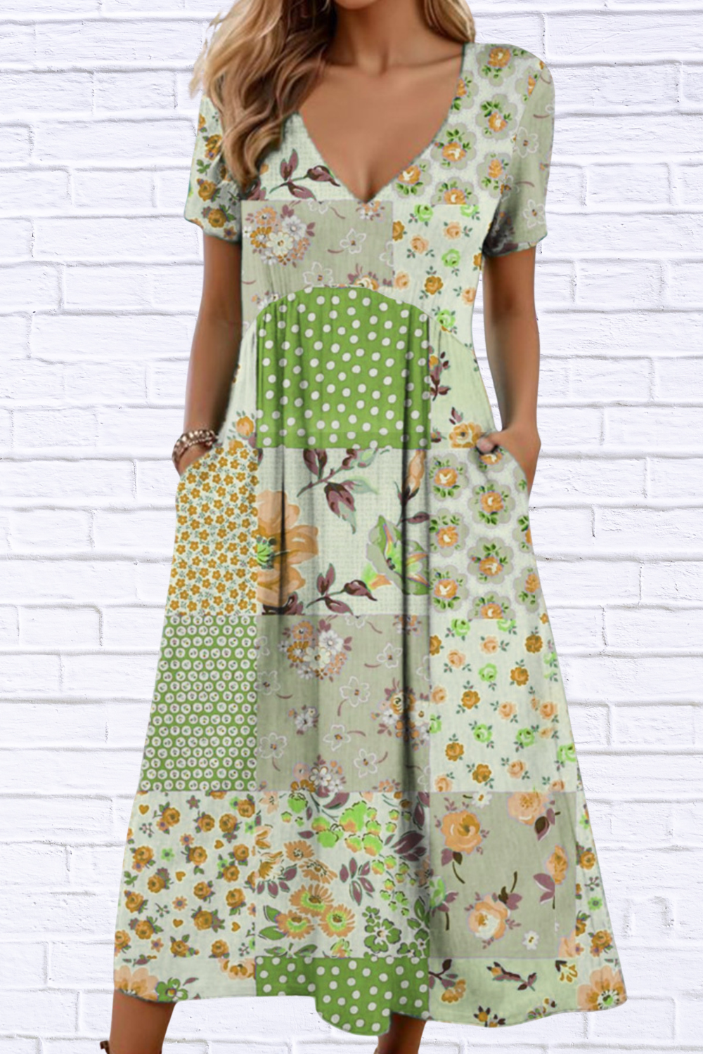 Sarah | Flattering Floral V-Neck Summer Dress
