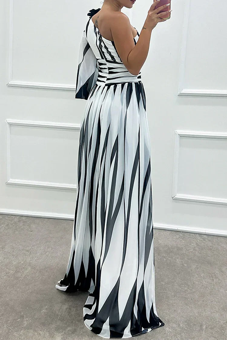 Bonnie | Striped One-Shoulder Wedding Guest Dress