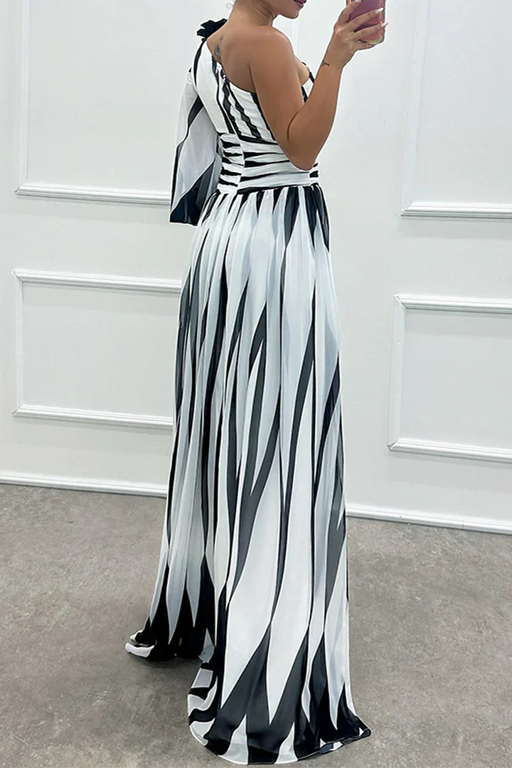 Bonnie | Striped One-Shoulder Wedding Guest Dress