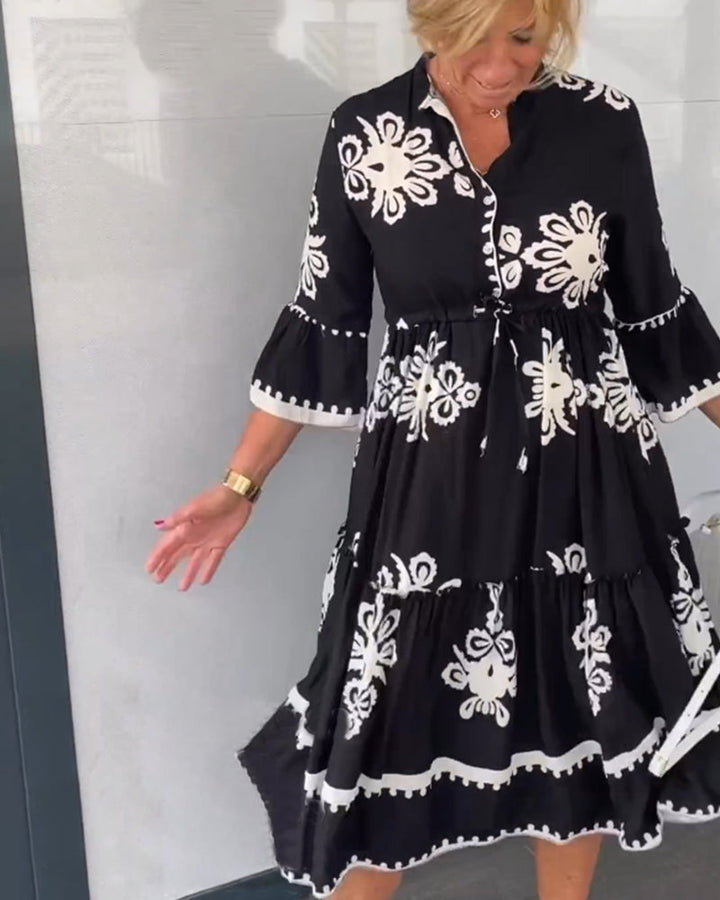 Elegant floral dress with 3/4 sleeves