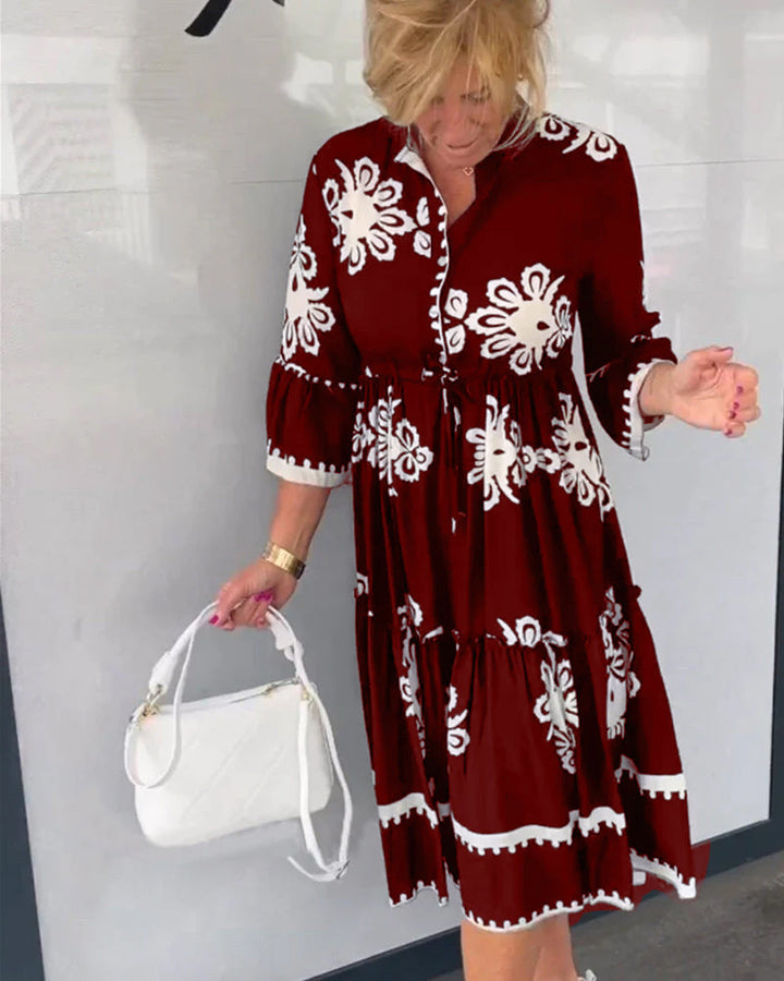 Elegant floral dress with 3/4 sleeves