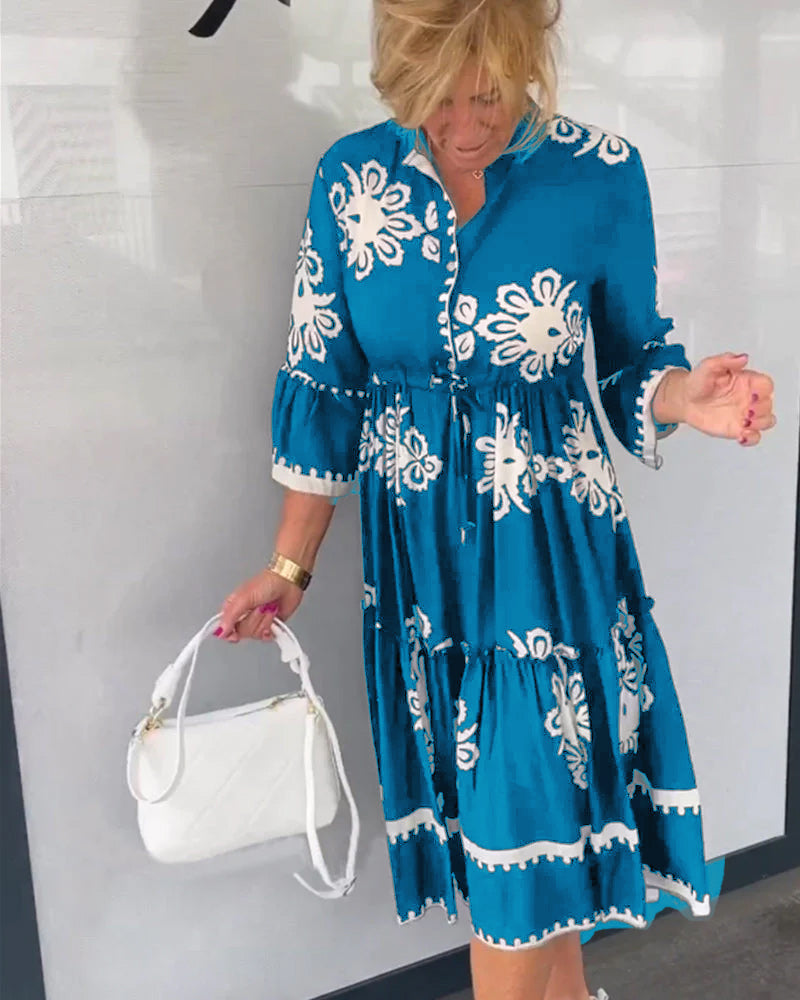 Elegant floral dress with 3/4 sleeves