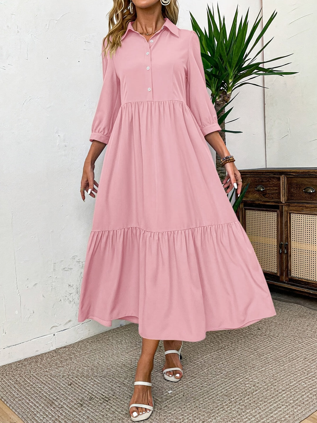 Daerling™ | Ruffled Shirt Dress