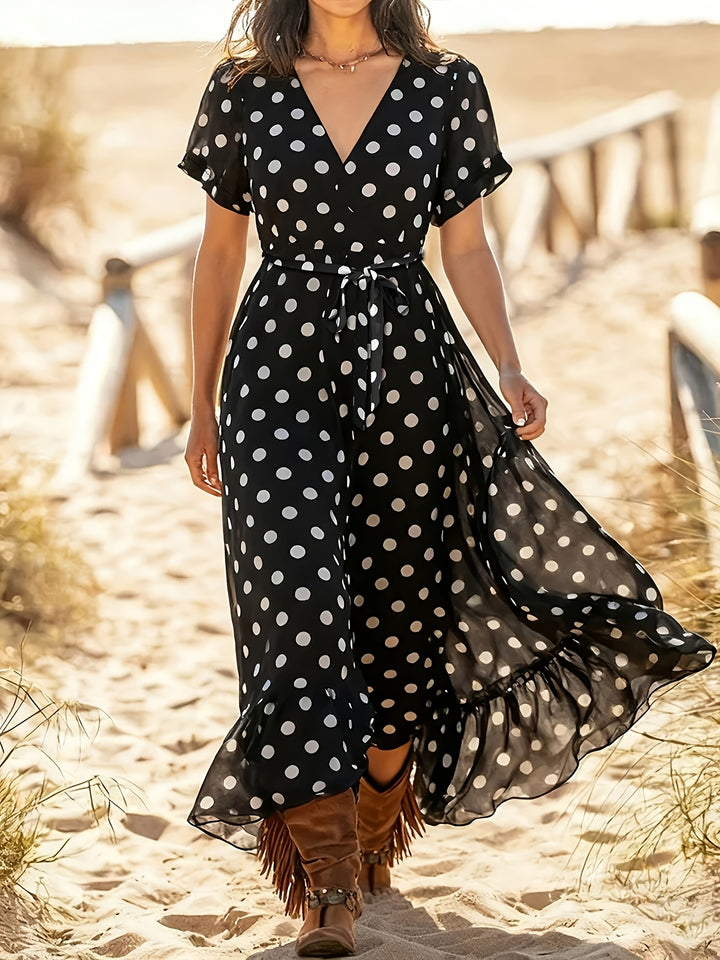 CAMILLE™ - Elegant Polka Dot Boho Maxi Dress
