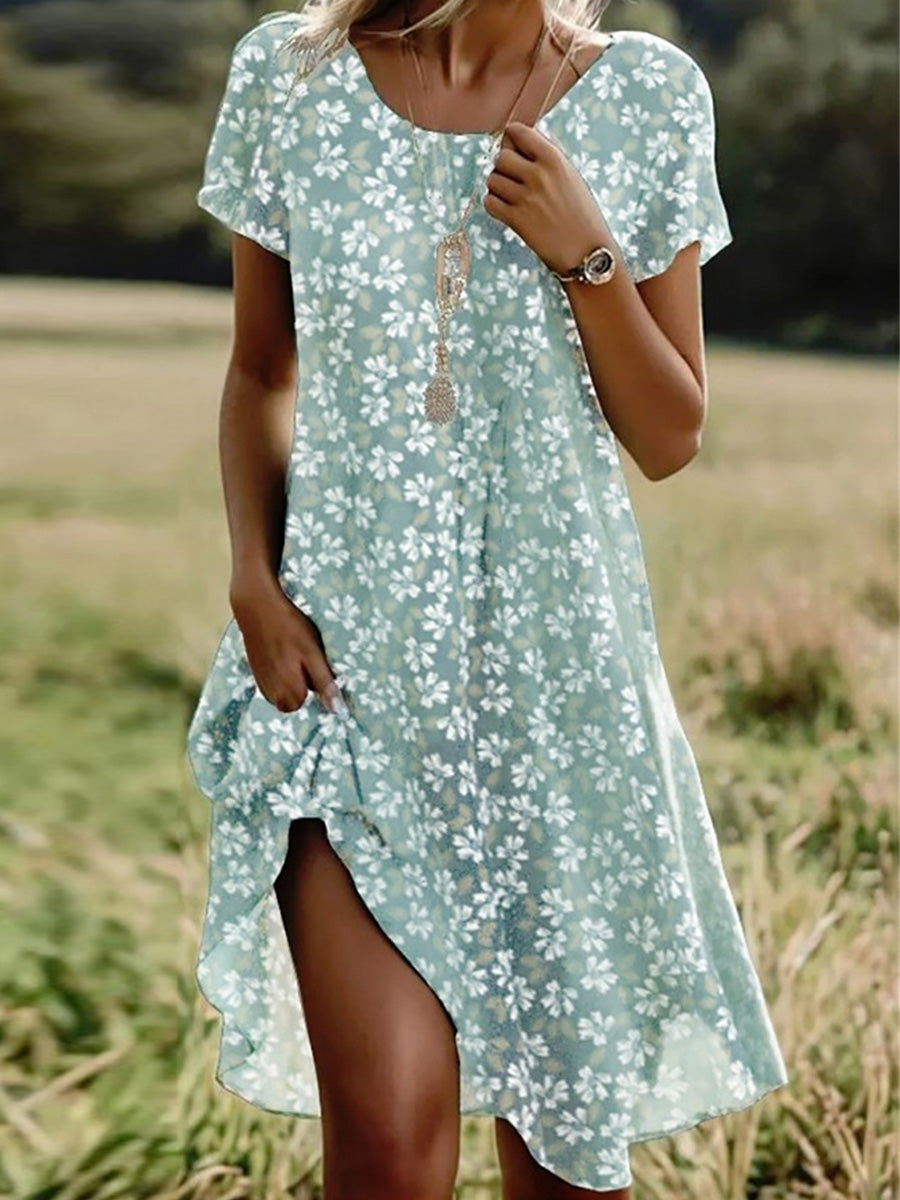 Rosie | Casual Floral Crew Neck Short Sleeve Dress