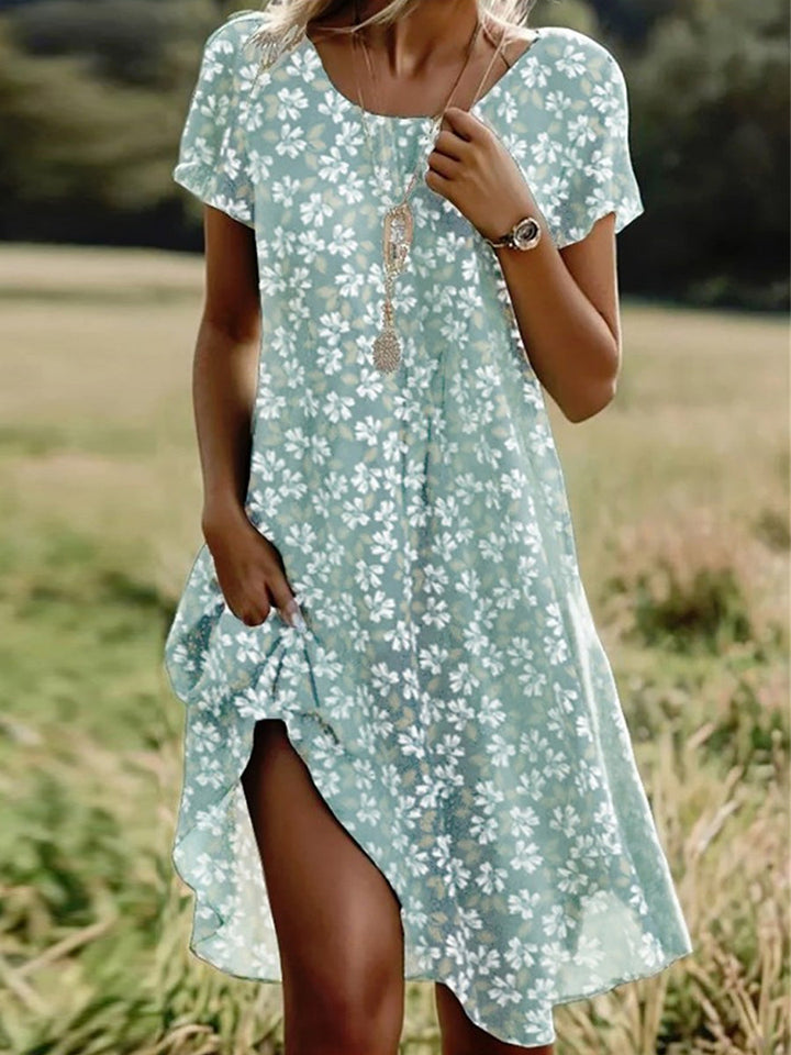 Rosie | Casual Floral Crew Neck Short Sleeve Dress