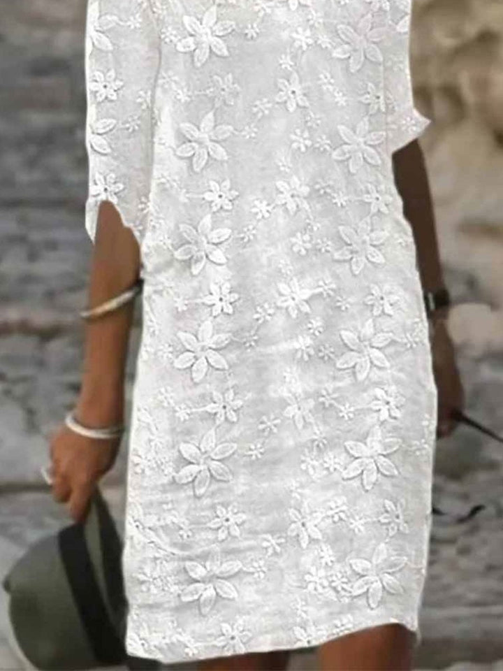 Annette | Floral Lace 3/4 Sleeve Shift Dress