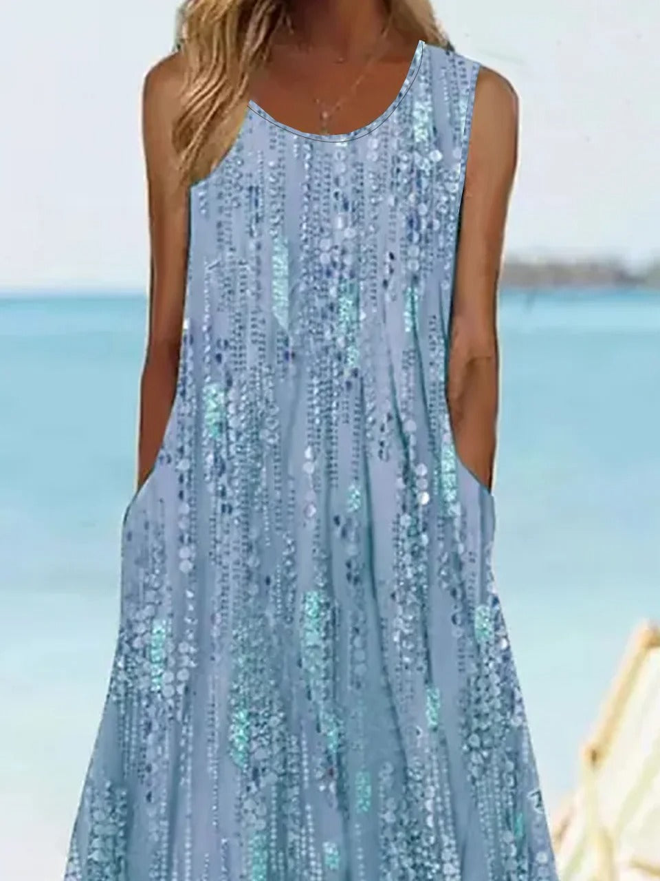 Marina | Blue Floral Sleeveless Maxi Dress