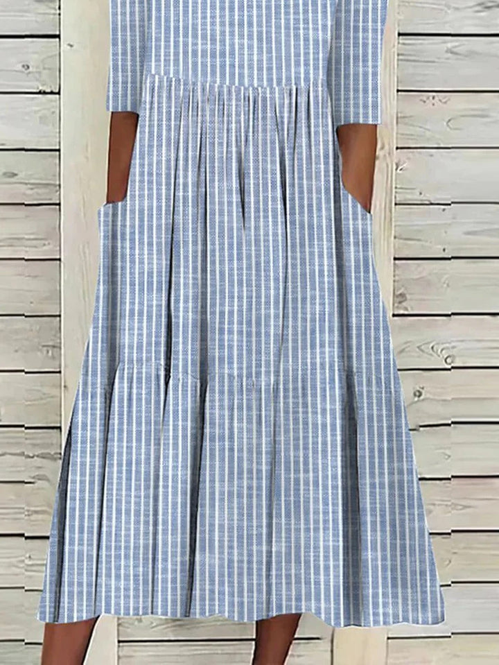 Bree | Striped Loose Midi Dress with Pockets