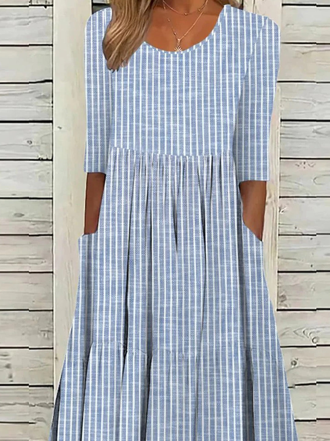 Bree | Striped Loose Midi Dress with Pockets