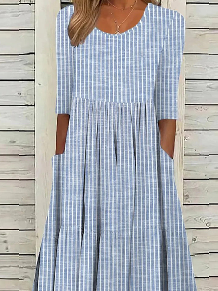 Bree | Striped Loose Midi Dress with Pockets