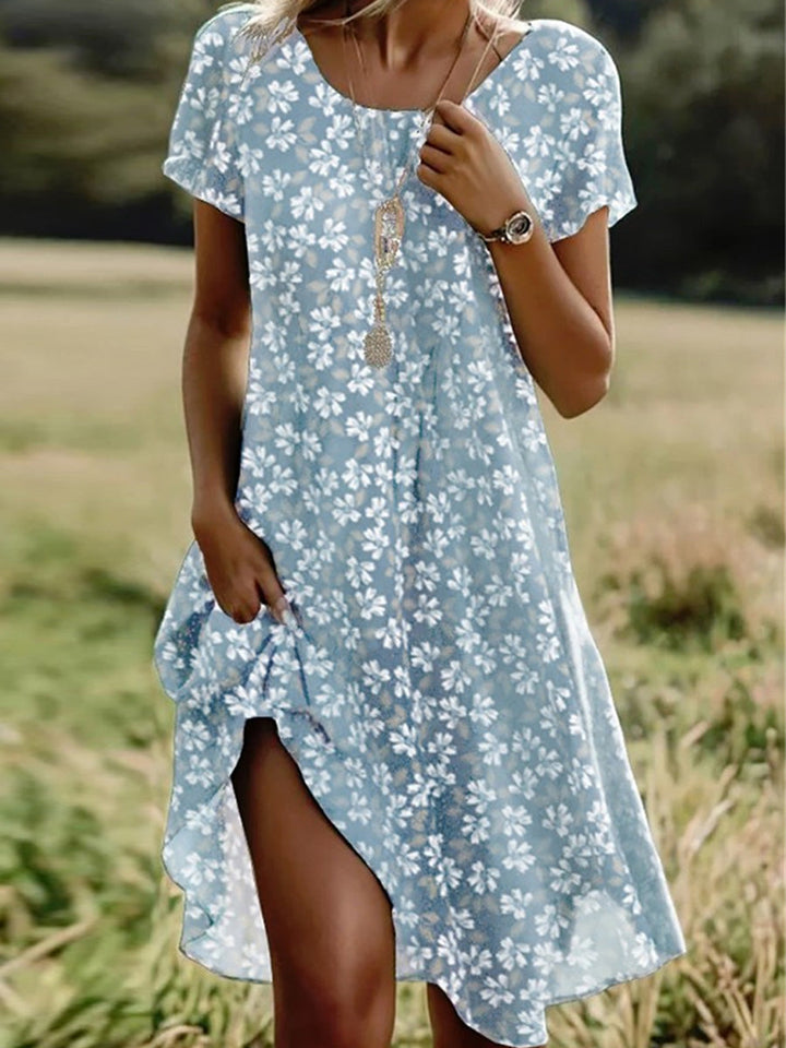 Rosie | Casual Floral Crew Neck Short Sleeve Dress