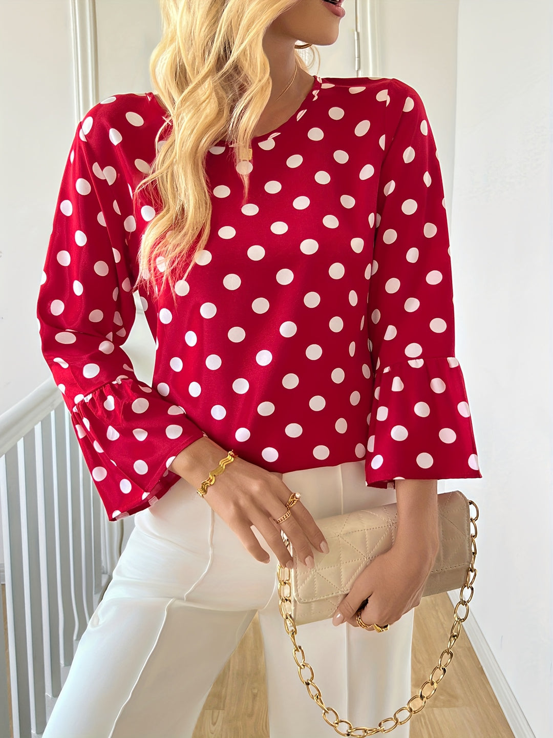 EVELYN™ - Elegant Polka Dot Blouse